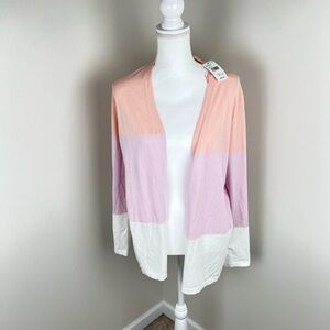 Saks Fifth Avenue Pink and White Colorblock Cardigan